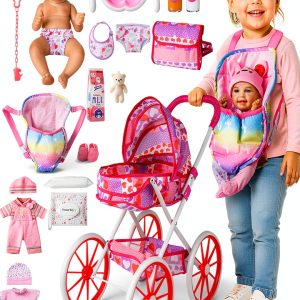 Baby Doll Stroller Set BABESIDE 24 Piece Play Kit-0